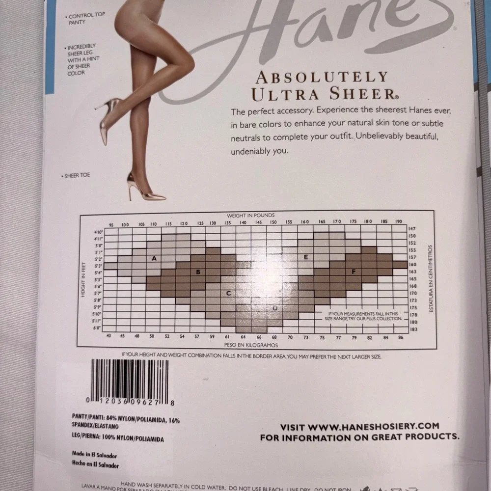 Hanes Absolutely Ultra Sheer Control Top Pantyhose Tights Gentle Brown‎ Size F